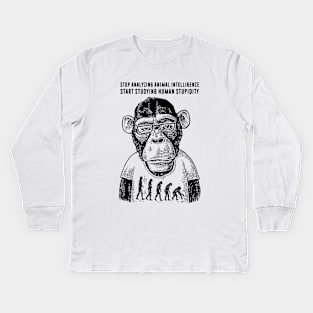 Talking Chimpanzee: On Human Stupidity Kids Long Sleeve T-Shirt